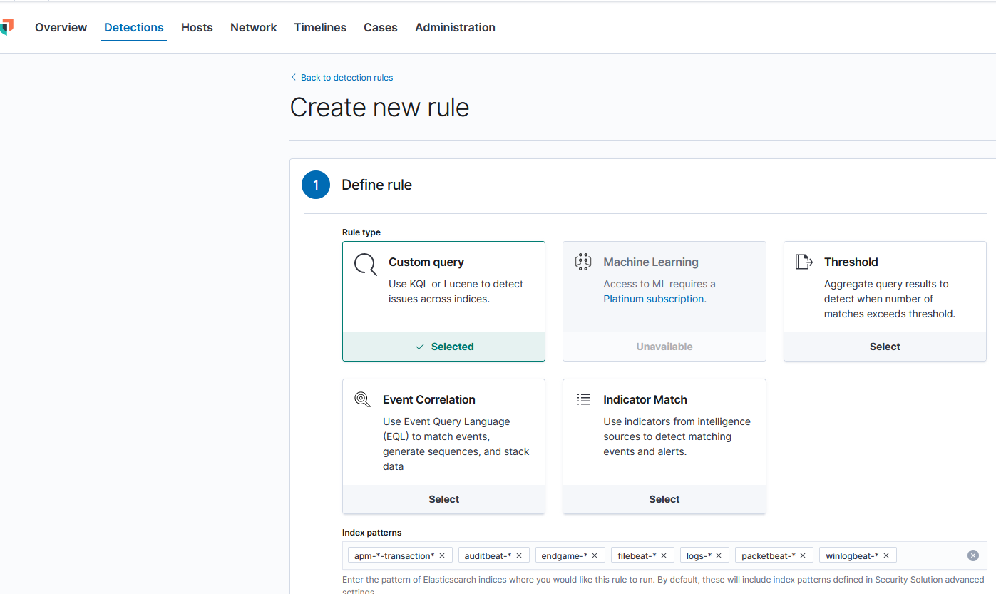 Elastic SIEM detections
