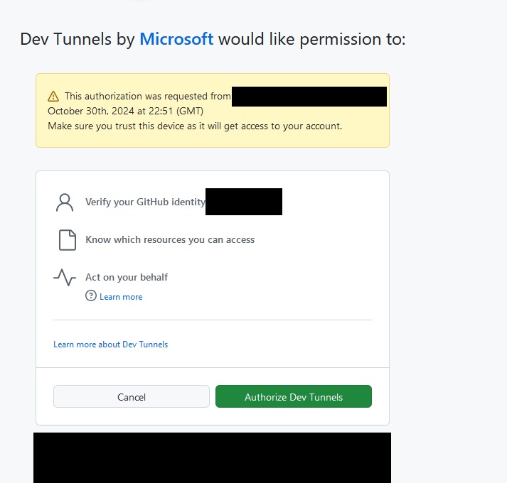 Dev Tunnel Git Auth