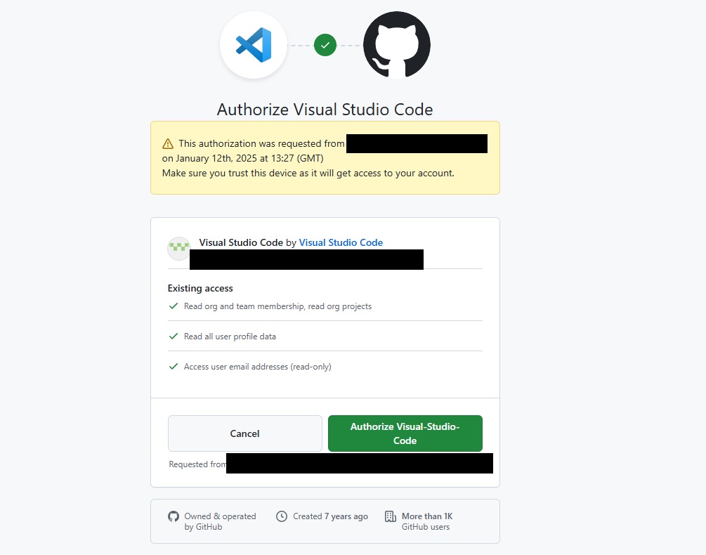 GitHub device authentication for VScode remote tunnels