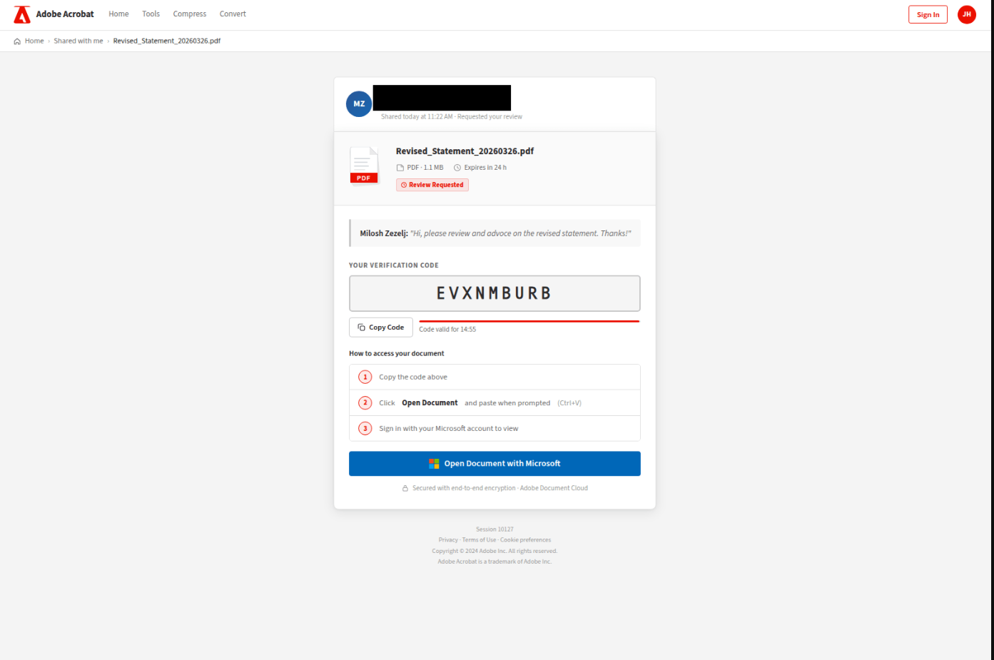 Adobe-themed phishing lure connecting to sgttommy.workers.dev.