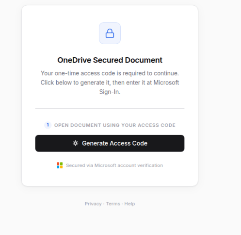 OneDrive-themed phishing lure hosted at bluebellscare.com.