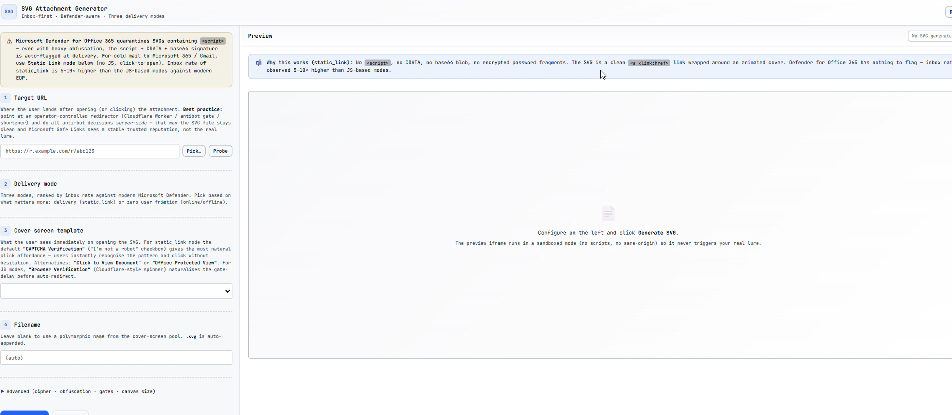 SVG Attachment Generator with MDE bypass capability.