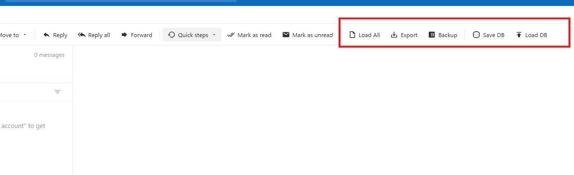 Screenshot of the panel loading database files