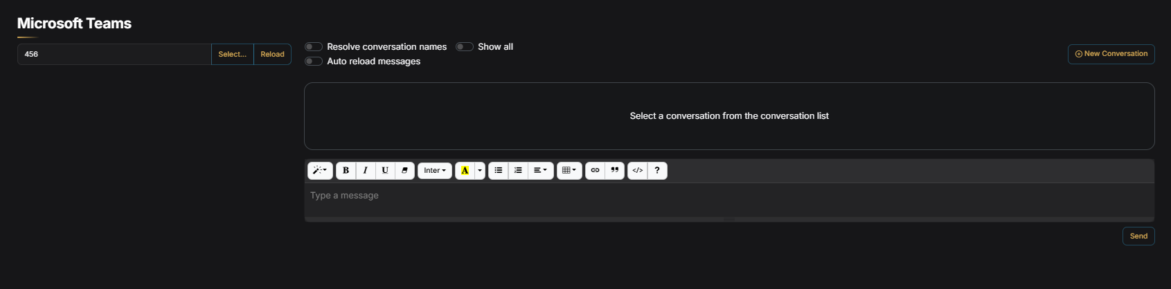GraphSpy Microsoft Teams interface showing captured access to victim Teams conversations