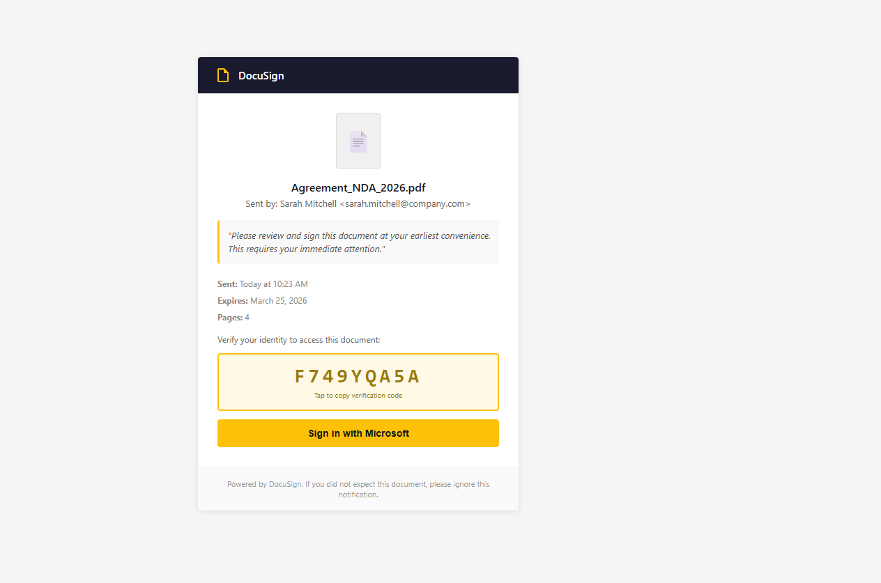 Second variant of the document sharing phish page